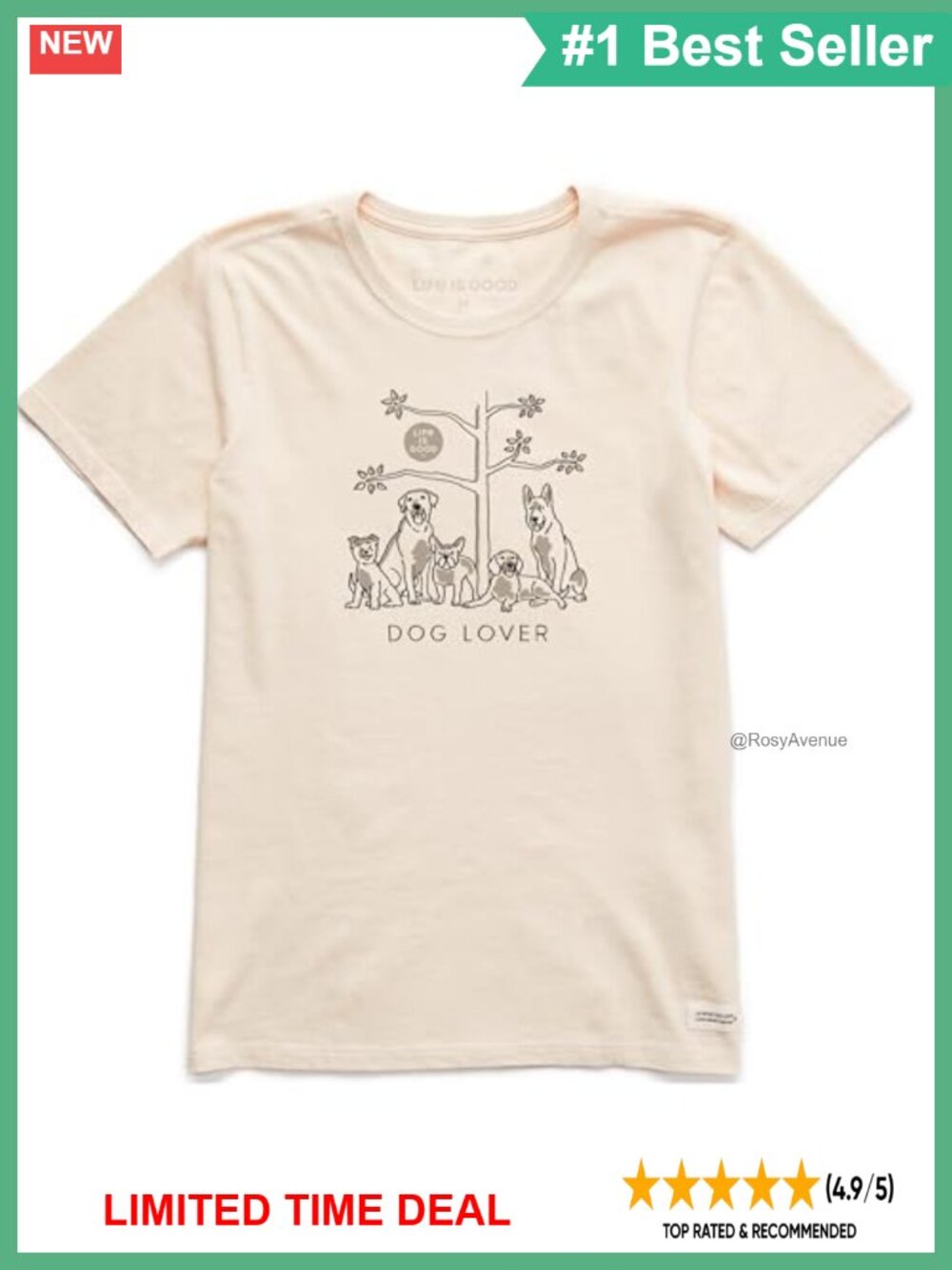 Life is Good Womens Crusher Tee Short Sleeve Cotton Graphic T-Shirt Dog Tree